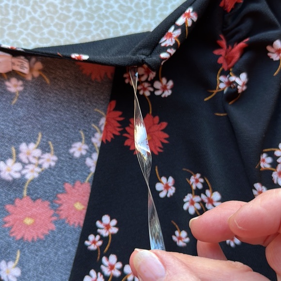 NWOT All in Favor Floral MIDI Dress, black with orange florals - Picture 10 of 16